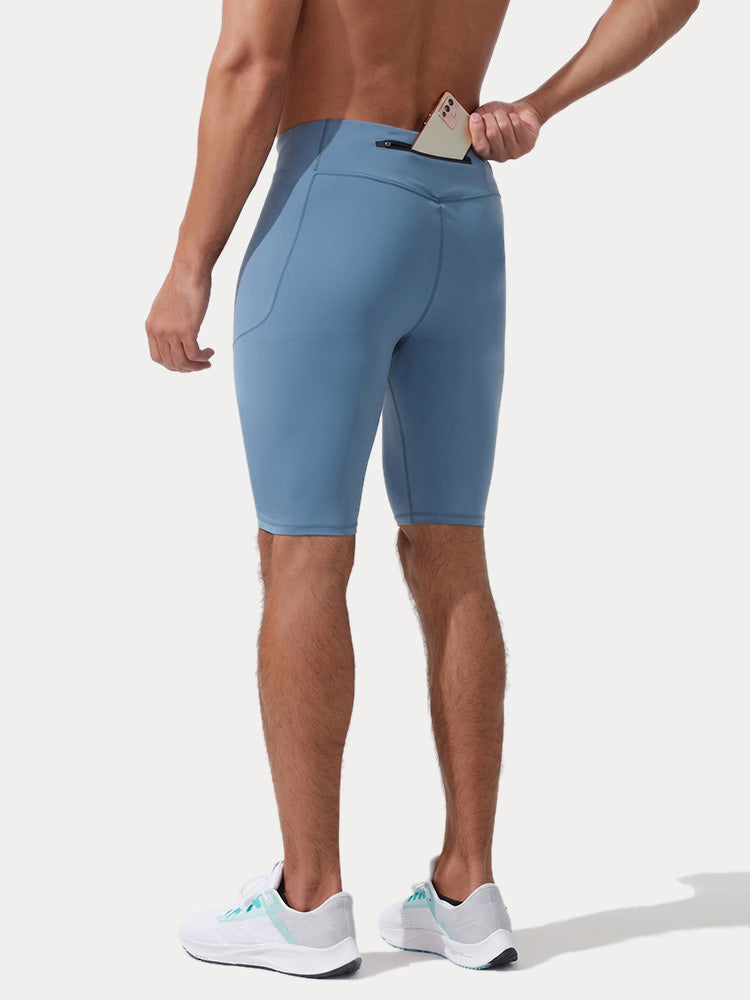 Men's High-Stretch Compression Shorts - Light Blue