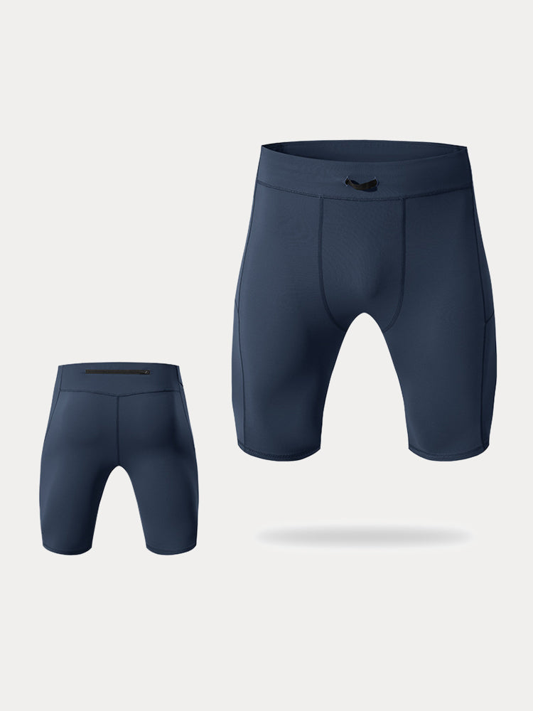 Men's High-Stretch Compression Shorts - Navy Blue