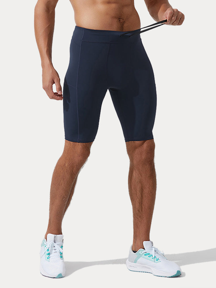 Men's High-Stretch Compression Shorts - Navy Blue