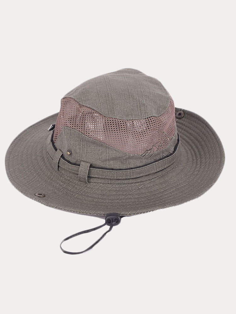 Men's Breathable Wide Brim Outdoor Sun Hat - Army Green
