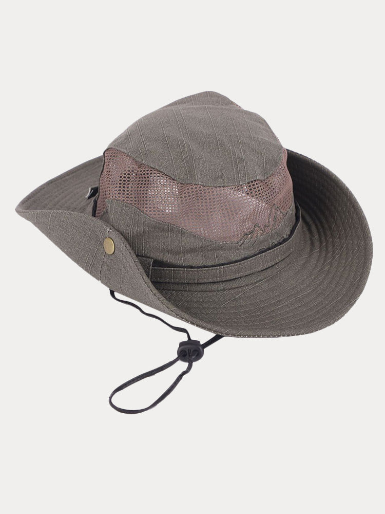 Men's Breathable Wide Brim Outdoor Sun Hat - Army Green
