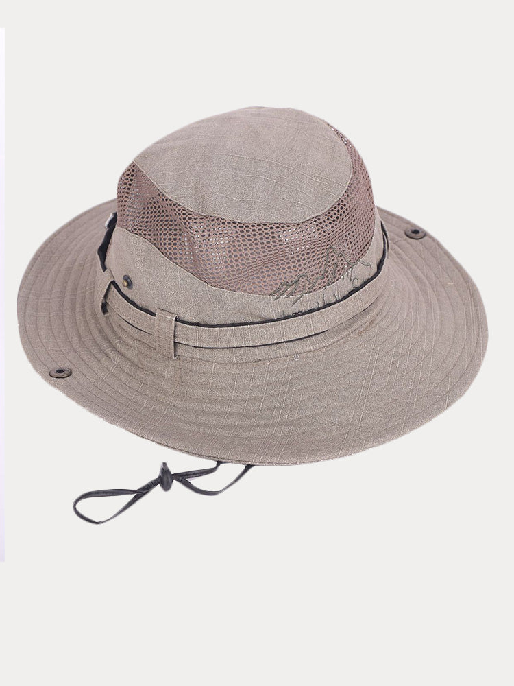 Men's Breathable Wide Brim Outdoor Sun Hat - Khaki
