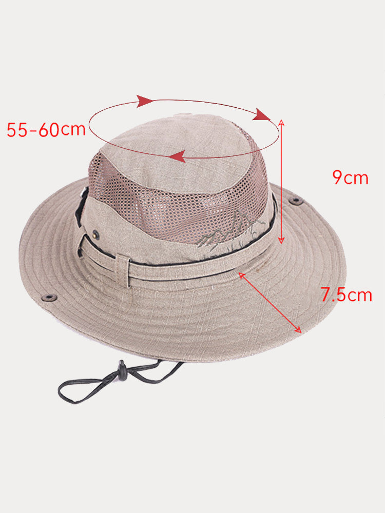 Men's Breathable Wide Brim Outdoor Sun Hat - Khaki