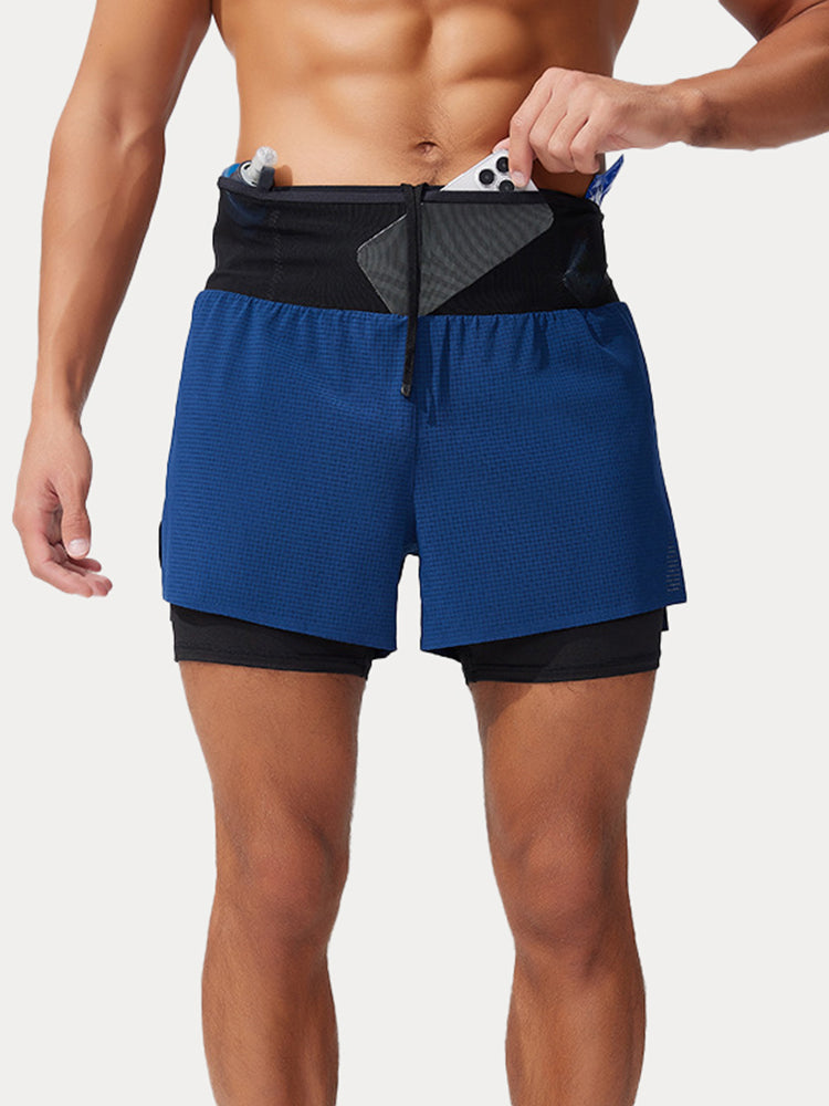 Men's Hybrid Trail Running Shorts - Navy Blue