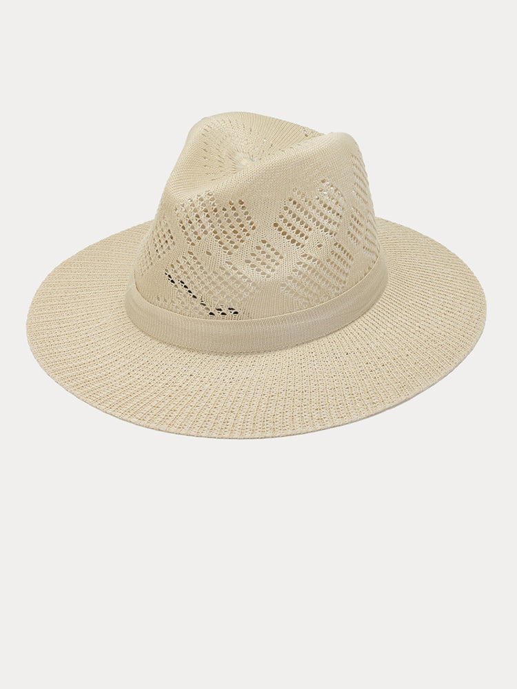 The Classic Linen Straw Flat Brim Fedora - Beige