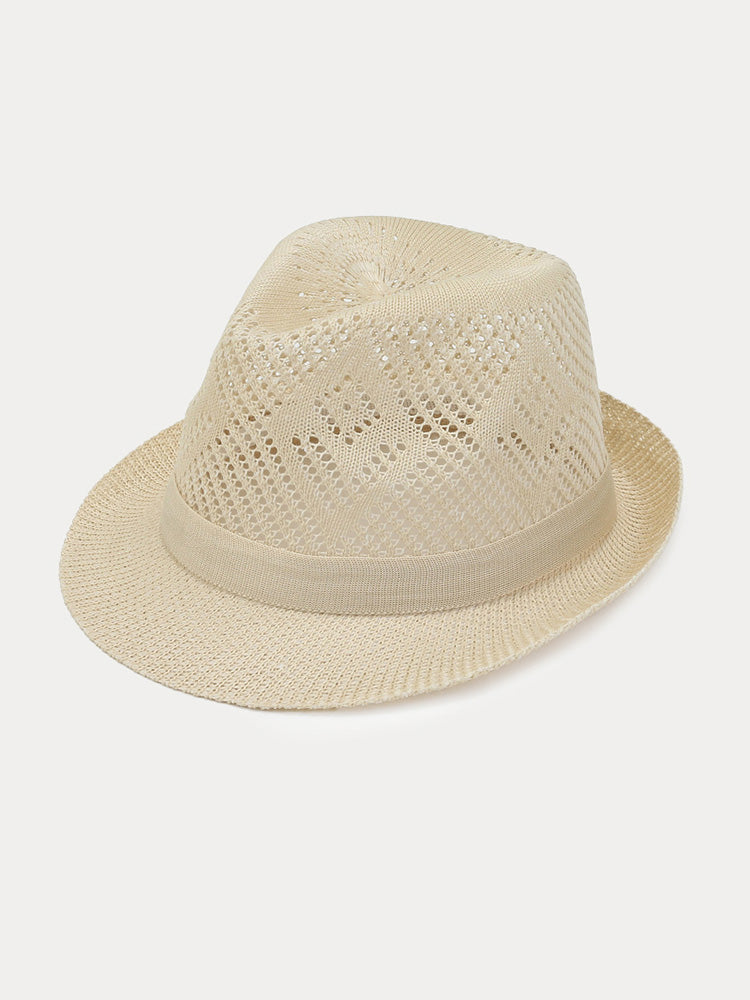 Vintage Upturned Brim Summer Trilby - Beige