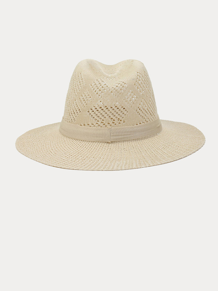 The Classic Linen Straw Flat Brim Fedora - Beige