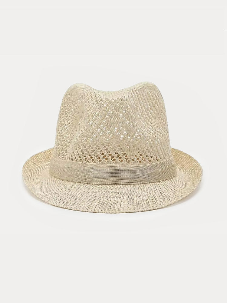 Vintage Upturned Brim Summer Trilby - Beige