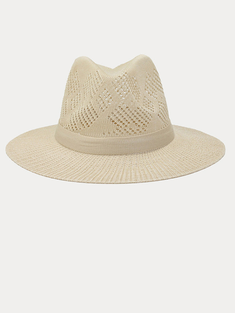 The Classic Linen Straw Flat Brim Fedora - Beige