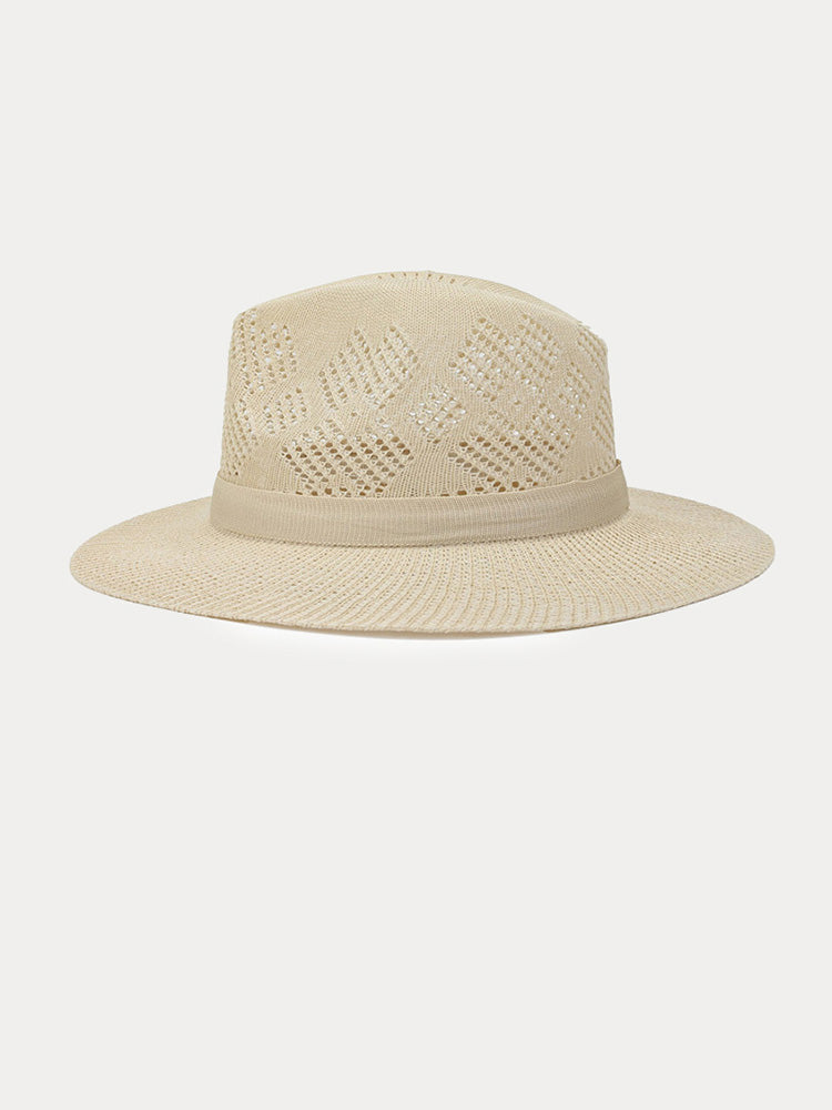 The Classic Linen Straw Flat Brim Fedora - Beige