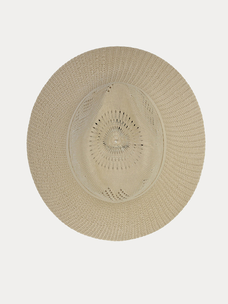 The Classic Linen Straw Flat Brim Fedora - Beige