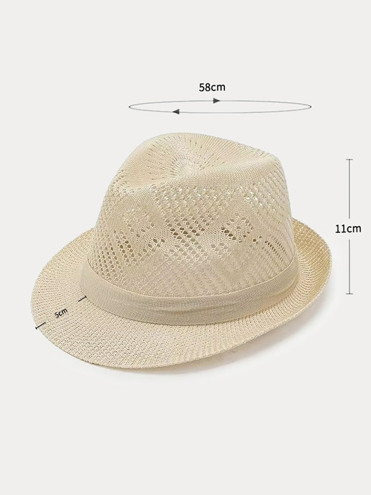 Vintage Upturned Brim Summer Trilby - Beige