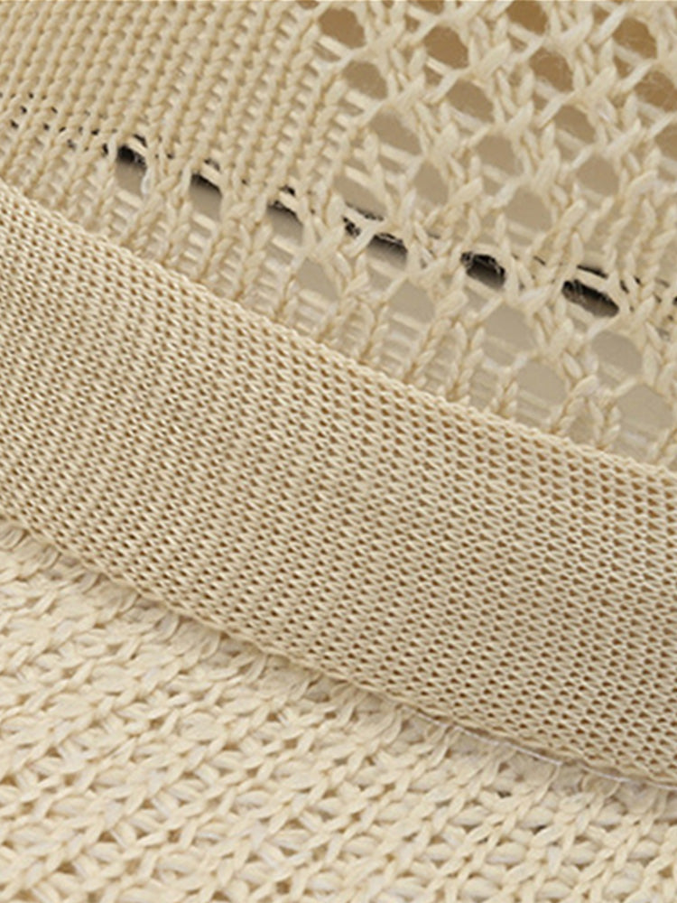 The Classic Linen Straw Flat Brim Fedora - Beige