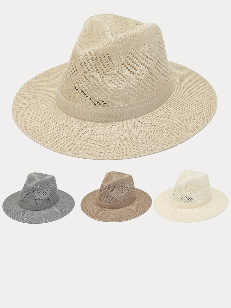 The Classic Linen Straw Flat Brim Fedora - Beige