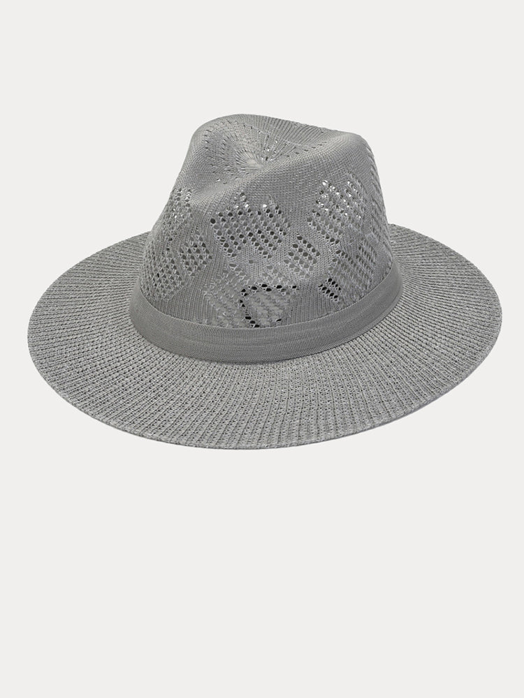 The Classic Linen Straw Flat Brim Fedora - Grey