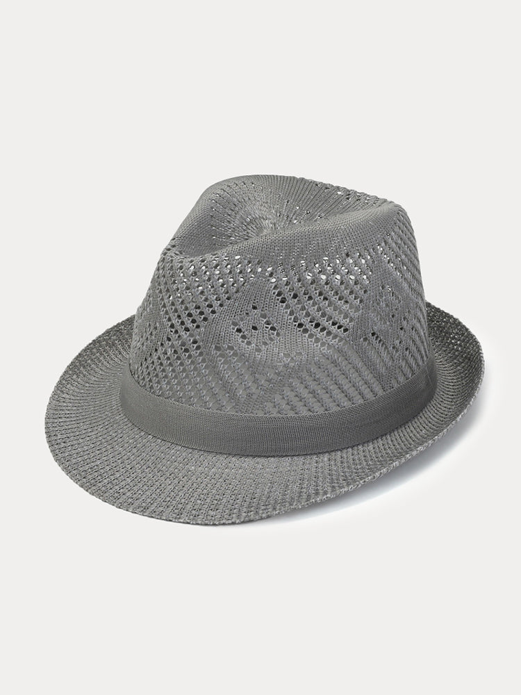 Vintage Upturned Brim Summer Trilby - Grey