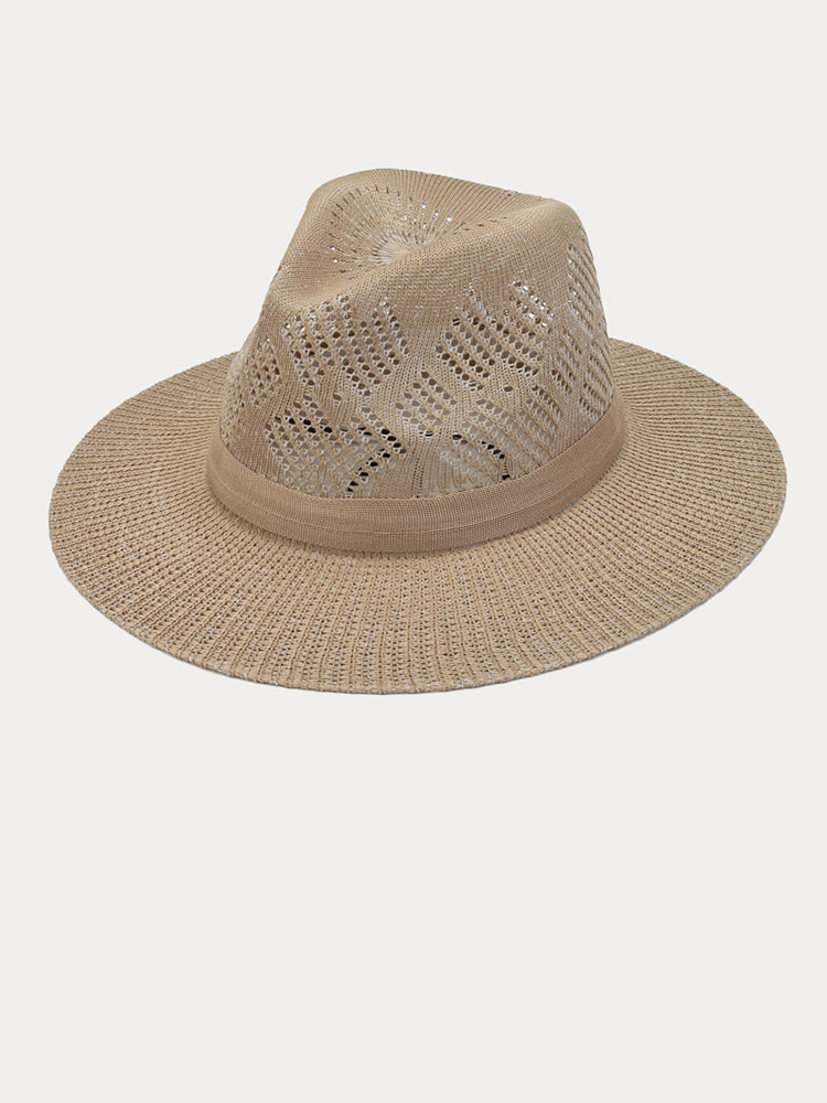 The Classic Linen Straw Flat Brim Fedora - Khaki