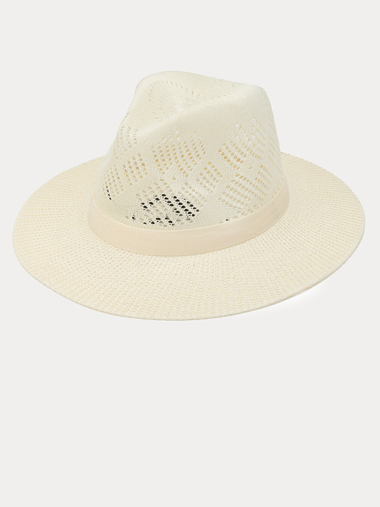 The Classic Linen Straw Flat Brim Fedora - Milky White