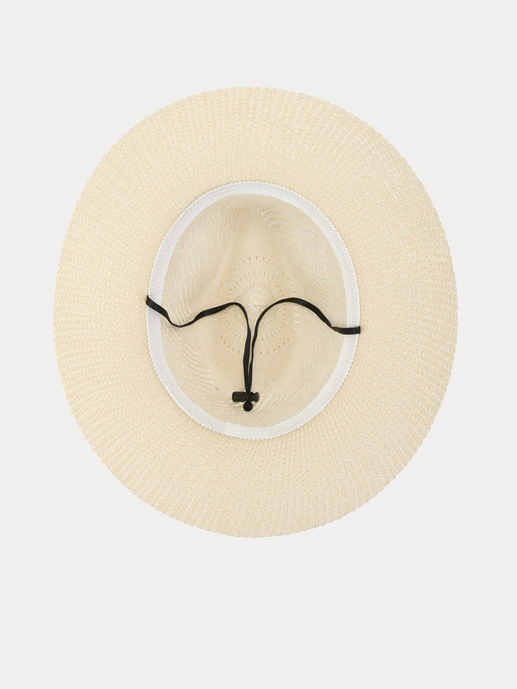The Classic Linen Straw Flat Brim Fedora - Milky White