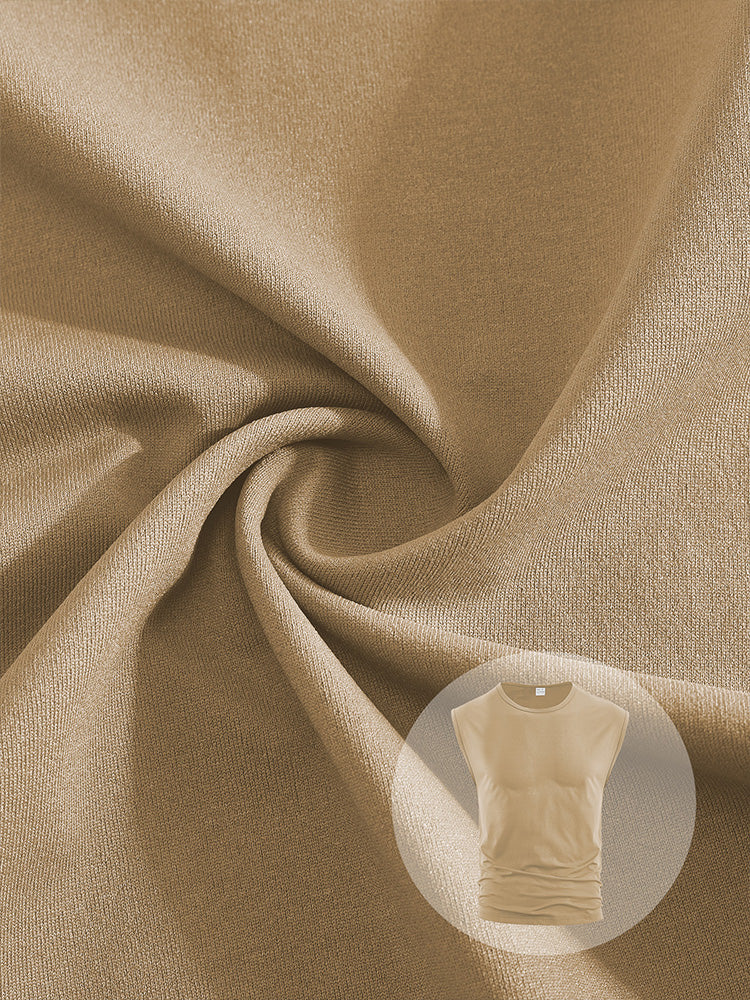 Men's Minimalist Drop Shoulder Sleeveless Tee - Khaki