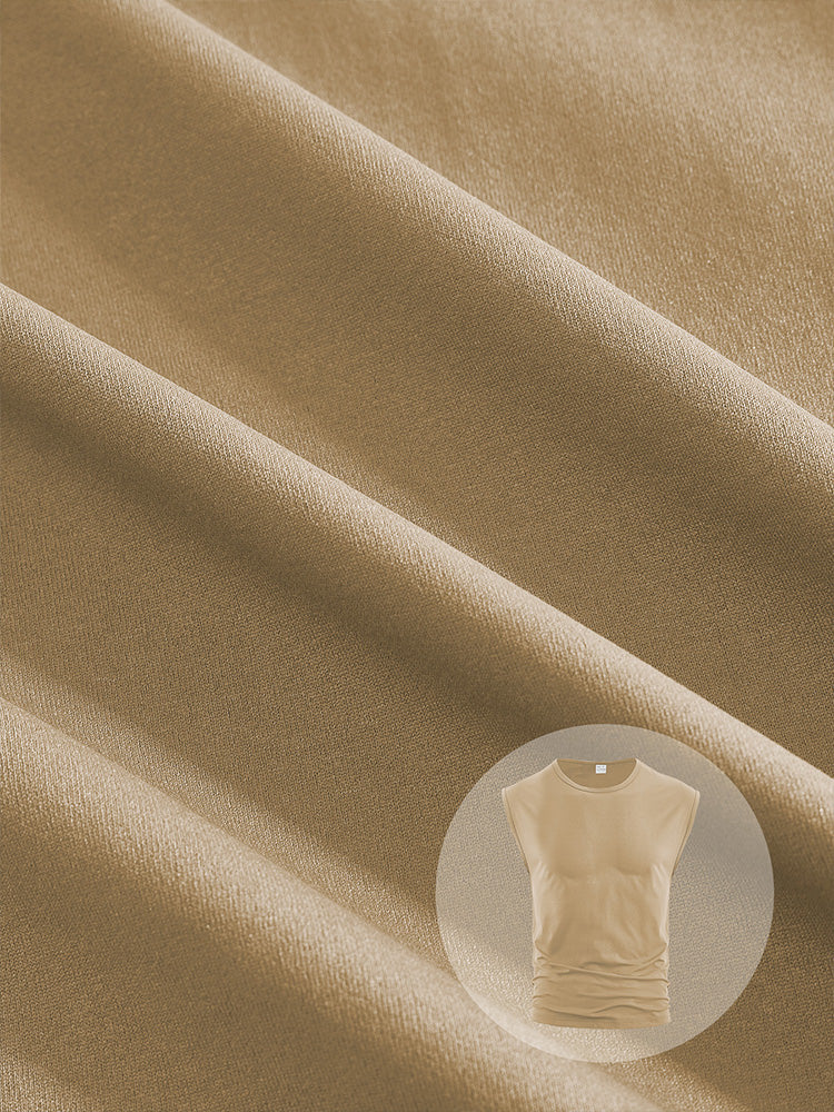 Men's Minimalist Drop Shoulder Sleeveless Tee - Khaki