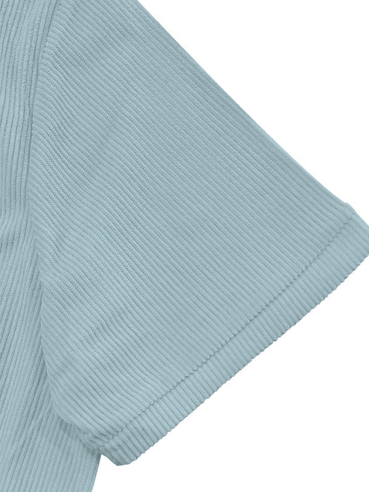 Men's Relaxed Ribbed Knit Short Sleeve Shirt - Light blue