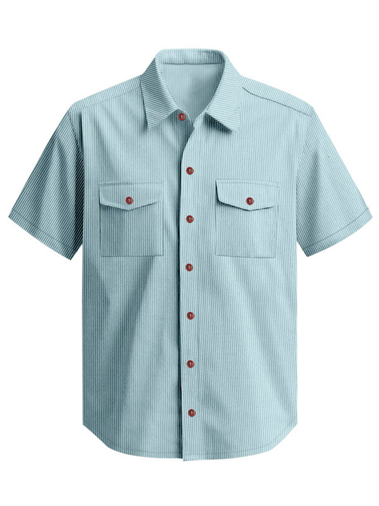 Men's Relaxed Ribbed Knit Short Sleeve Shirt - Light blue