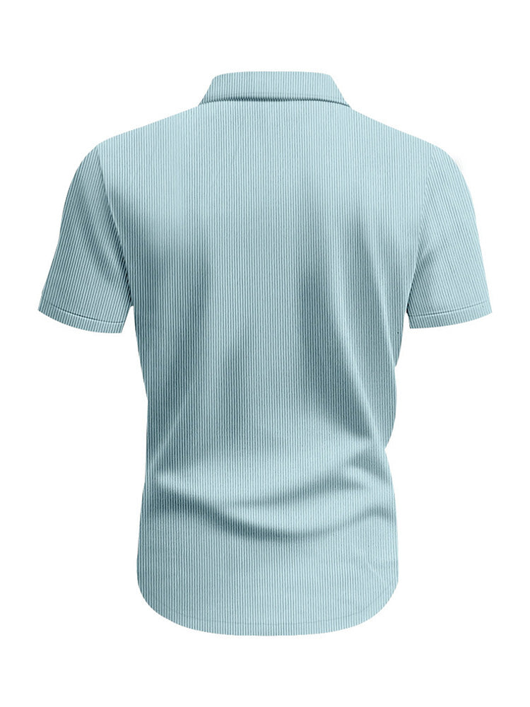 Men's Relaxed Ribbed Knit Short Sleeve Shirt - Light blue
