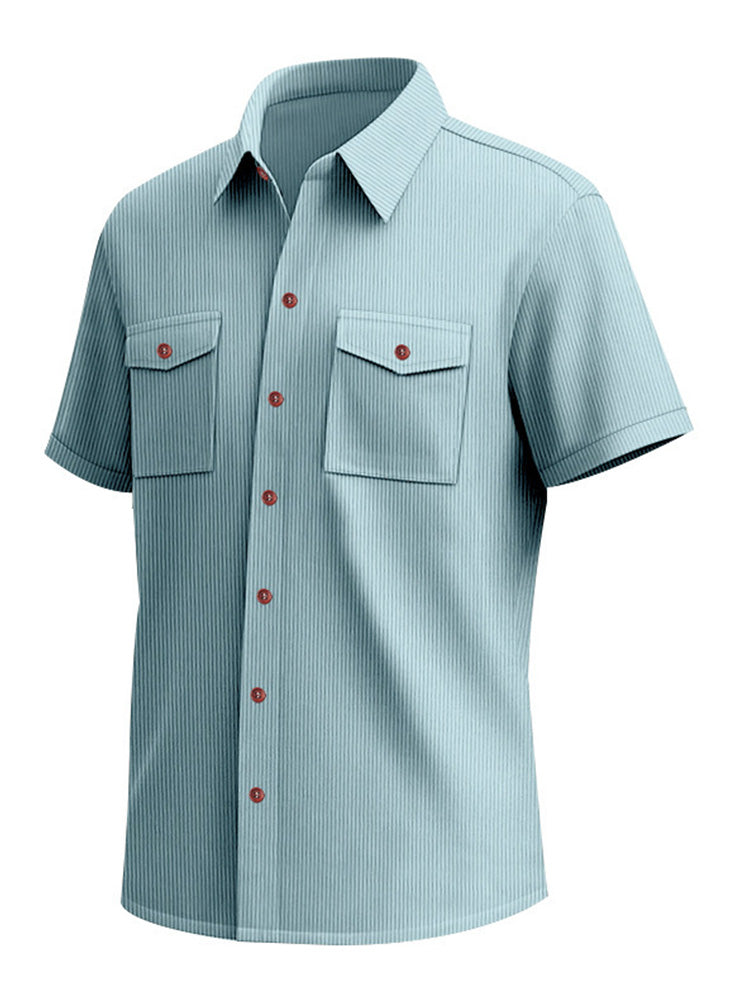 Men's Relaxed Ribbed Knit Short Sleeve Shirt - Light blue