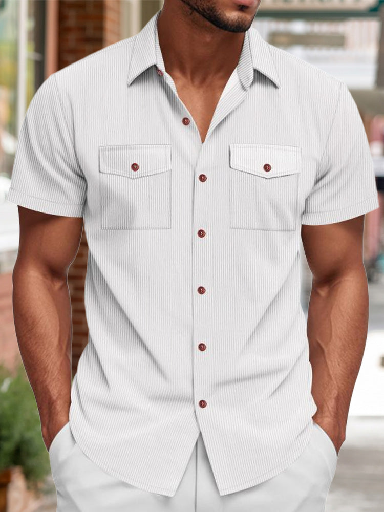 Men's Relaxed Ribbed Knit Short Sleeve Shirt - White