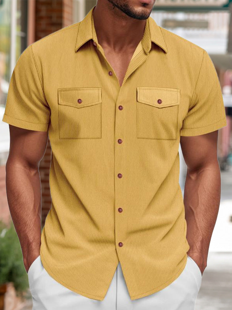 Men's Relaxed Ribbed Knit Short Sleeve Shirt - Yellow