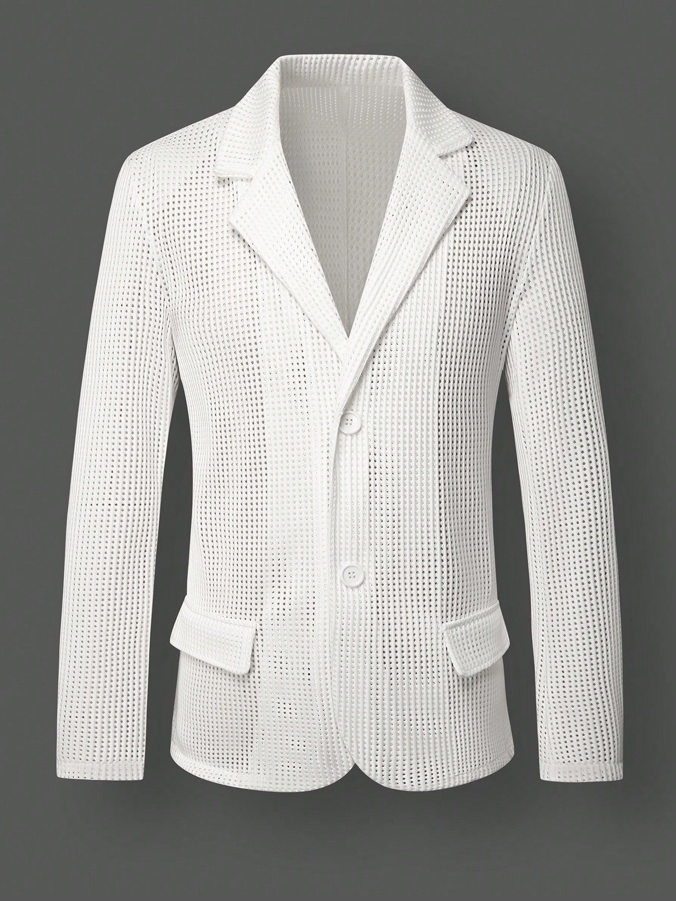 Men's Relaxed Hollow-Out Mesh Blazer - White