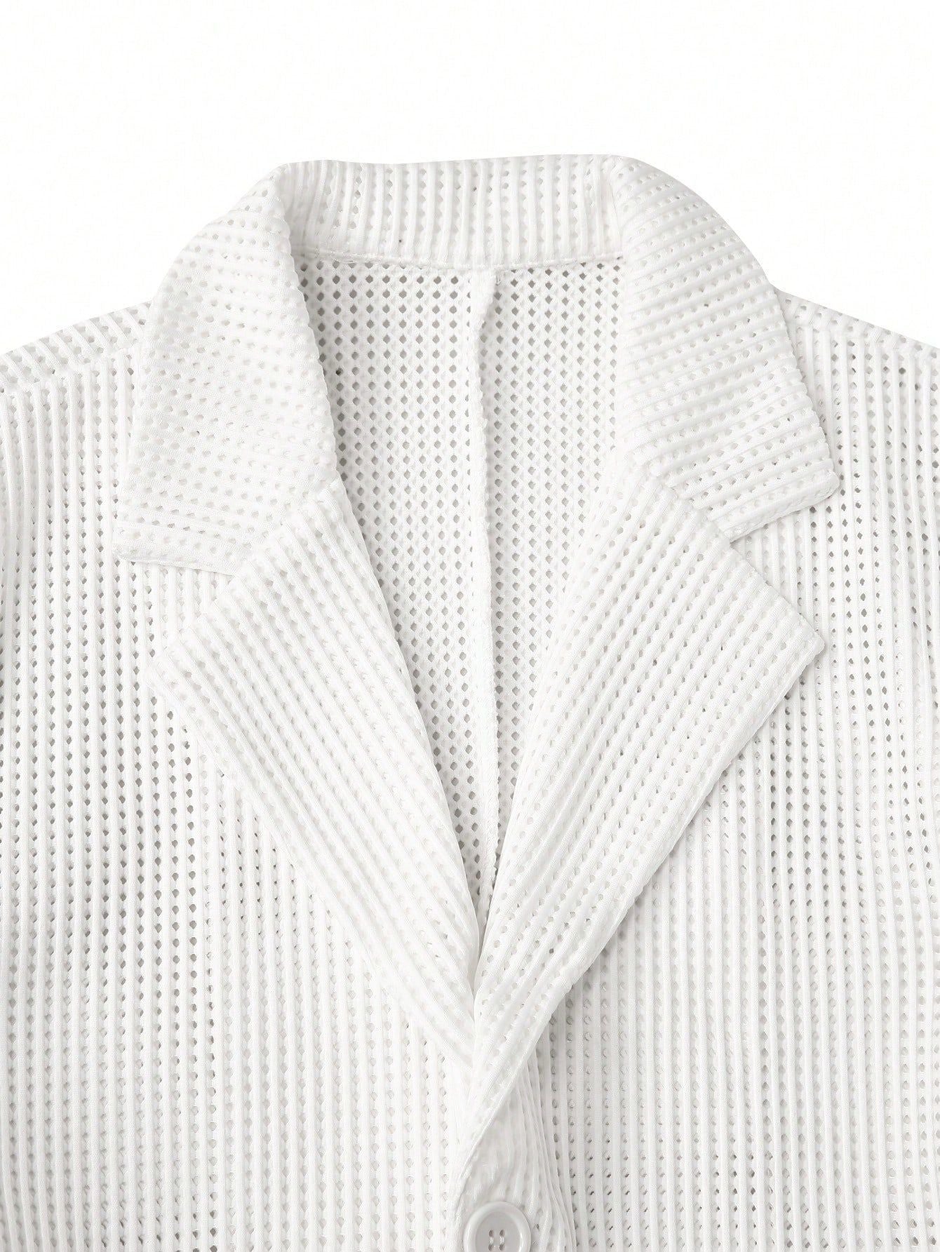 Men's Relaxed Hollow-Out Mesh Blazer - White