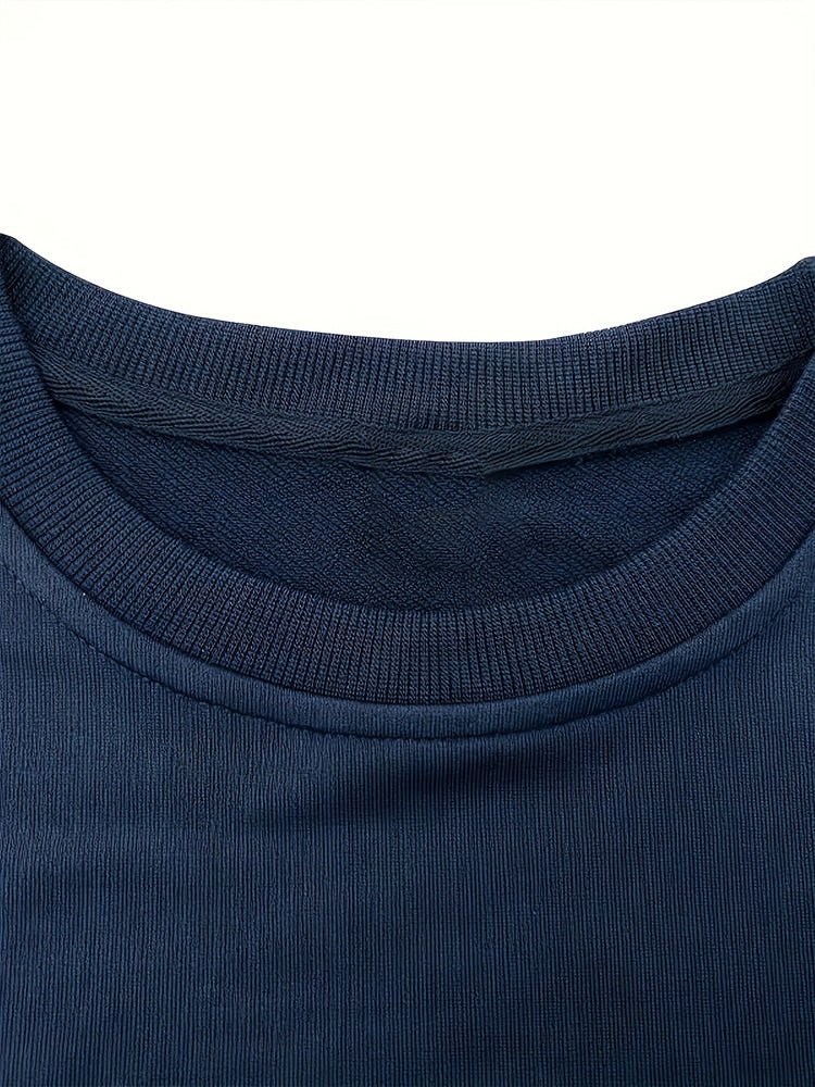 Men's Contrast Stripe 2-Piece Short Sleeve Tee & Shorts Set - Navy blue