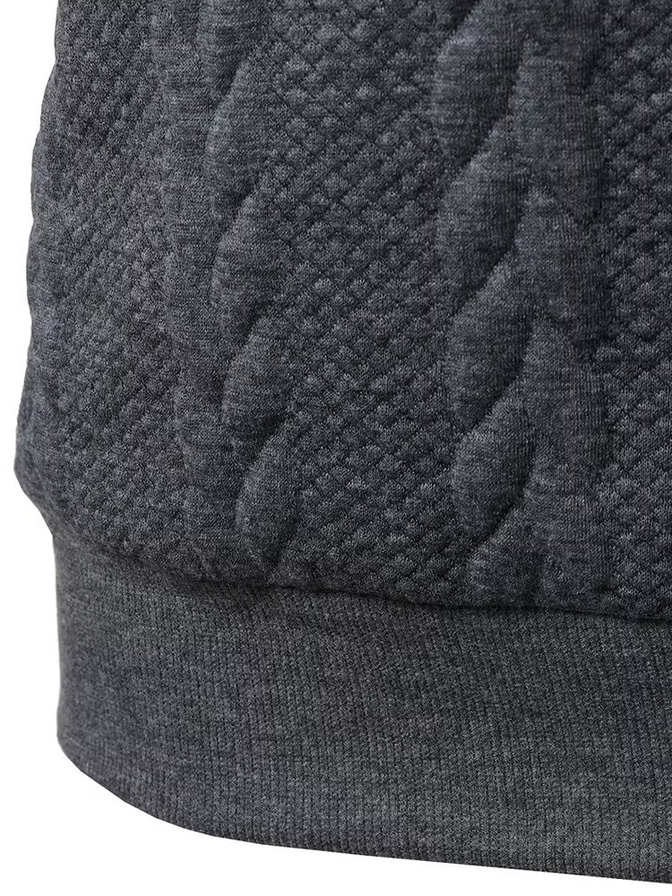 Men's Cable Knit Short Sleeve Polo Shirt - Dark gray