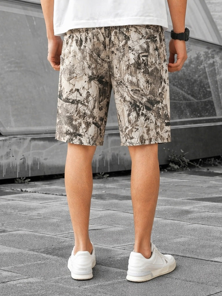 Men's Abstract Ink Print Shorts - Shorts