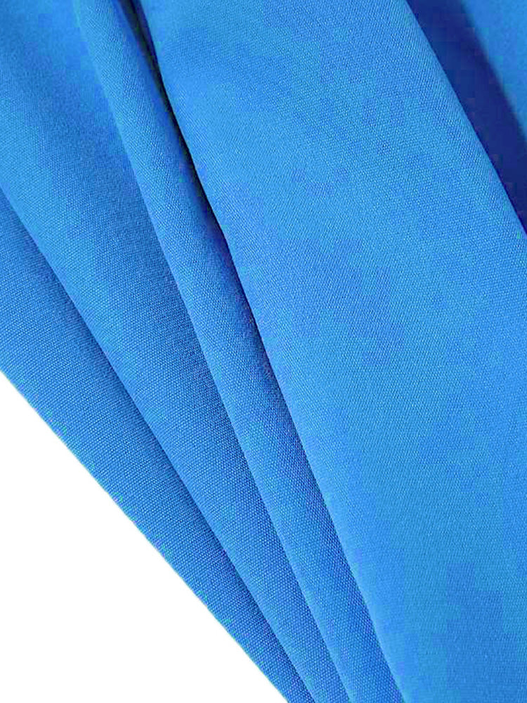 Belted Pleated Wide Leg Cropped Dress Harem Pants - Blue