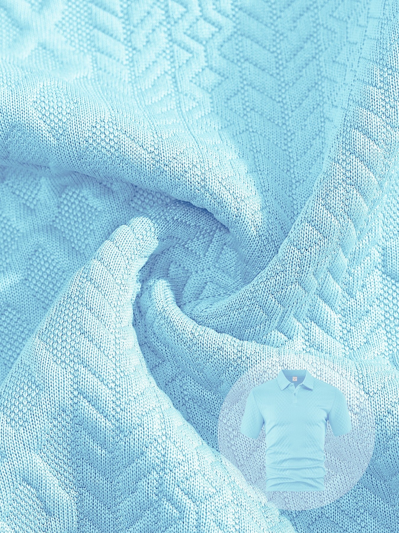 Textured Jacquard Polo Shirt and Shorts 2 Piece Set - Clear Blue