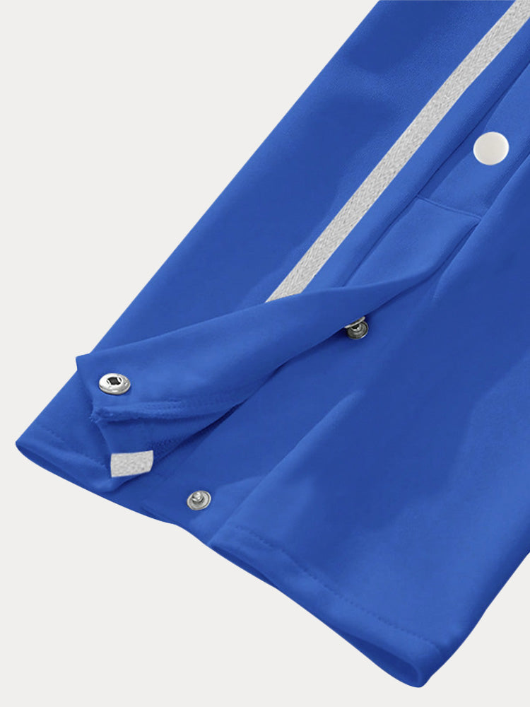 Retro Side Snap Button Wide Leg Track Pants - Royal Blue