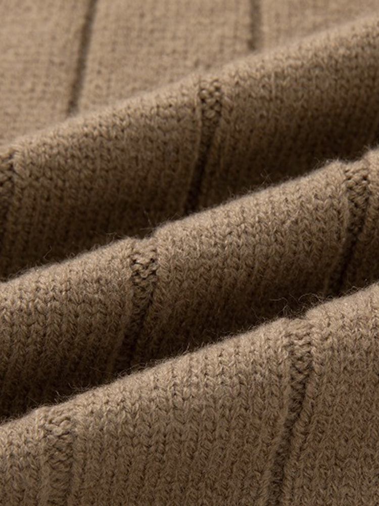 Cable Knit Shawl Collar Button-Up Cardigan - Khaki