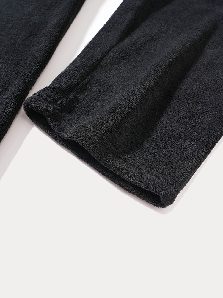 Coral Fleece Hooded 2-Piece Lounge Set - Black