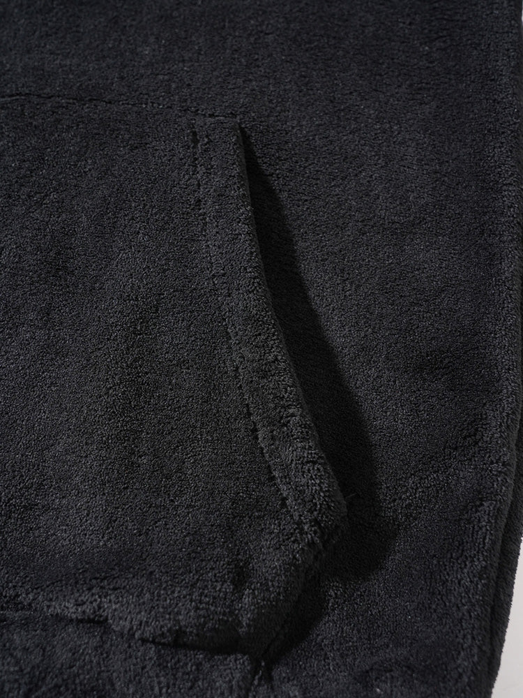 Coral Fleece Hooded 2-Piece Lounge Set - Black