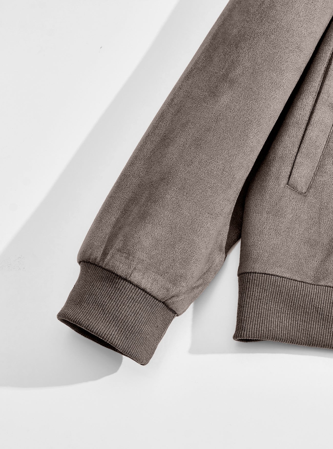 Casual Faux Suede Bomber Jacket - Brown