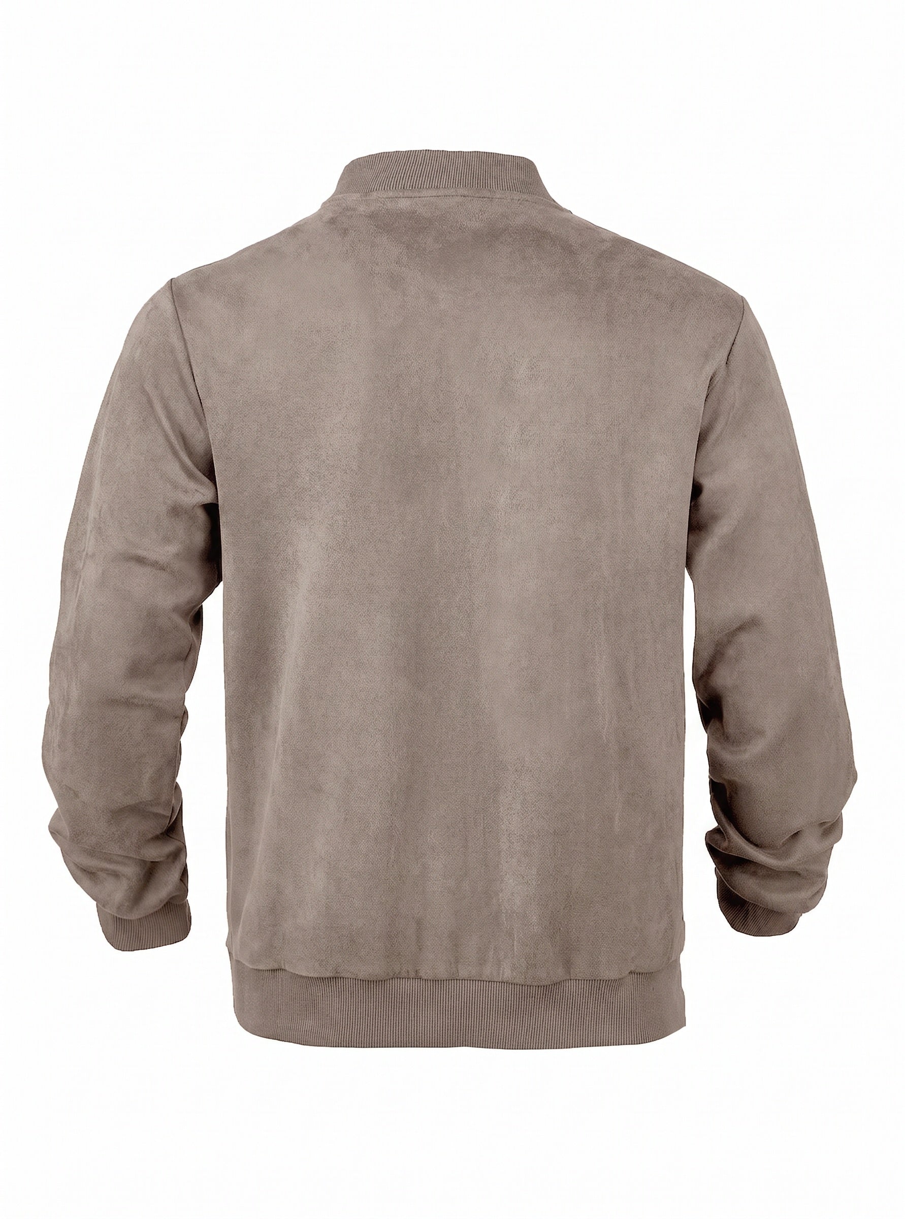 Casual Faux Suede Bomber Jacket - Brown