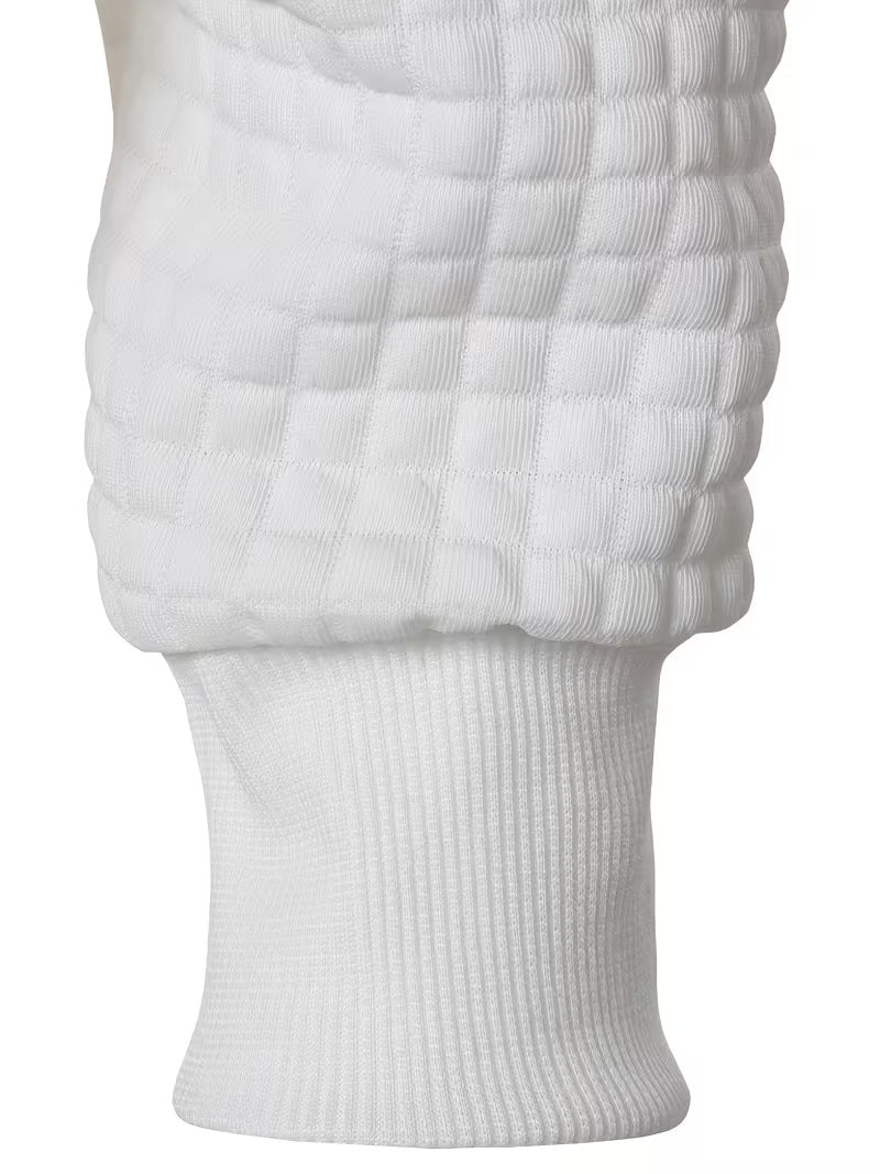 Casual Stand Collar Quilted Zip-Up Jacket - White