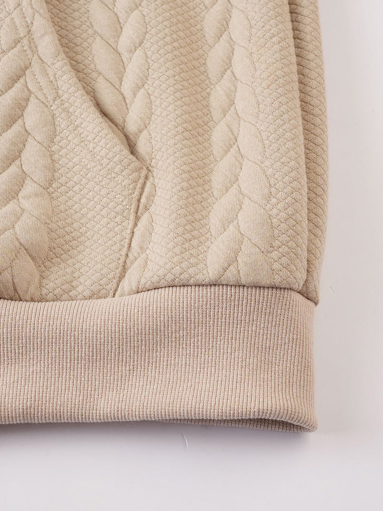 Casual 3D Embossed Zip-Up Hoodie - Khaki
