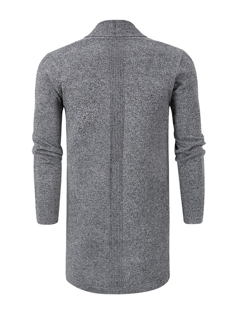 Solid Ribbed Knit Open Front Cardigan - Gray