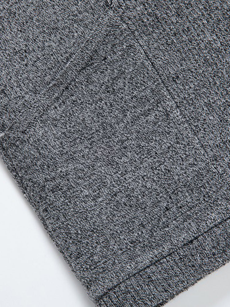 Solid Ribbed Knit Open Front Cardigan - Gray