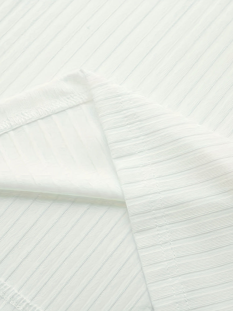 Long Sleeve Quarter Zip Ribbed Polo Shirt - White