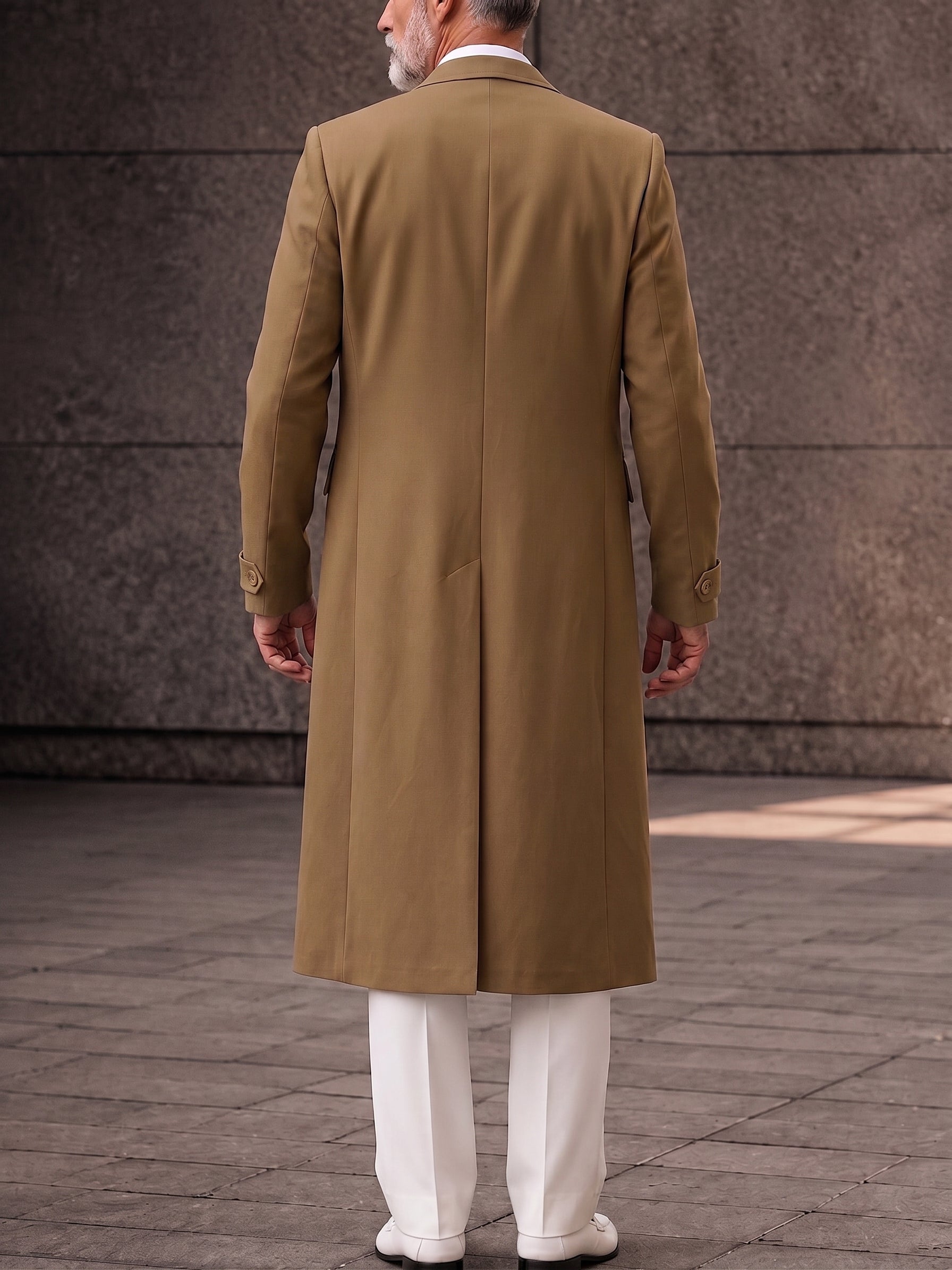 Designer Faux Two-Piece Long Suit Overcoat - Brown